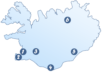 Carte des départs pour l'Islande depuis la france